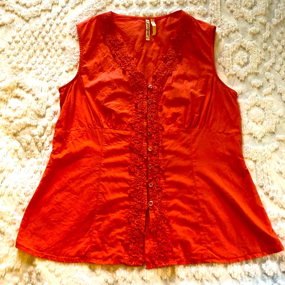 Grand & Greene coral orange top size medium